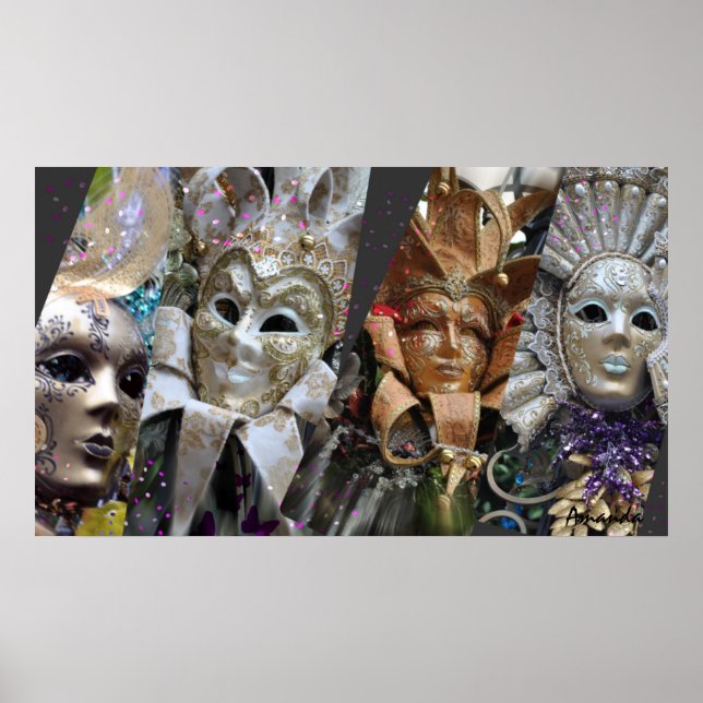 Viele Gesichter von Mardi Gras Poster (Vorne)
