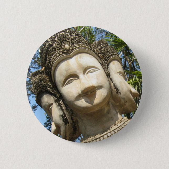 Viele Gesichter Wai ... Nong Khai, Isaan, Thailand Button (Vorderseite)
