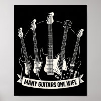 Viele Gitarren Eine Ehefrau Lustiger Musiker Gitar