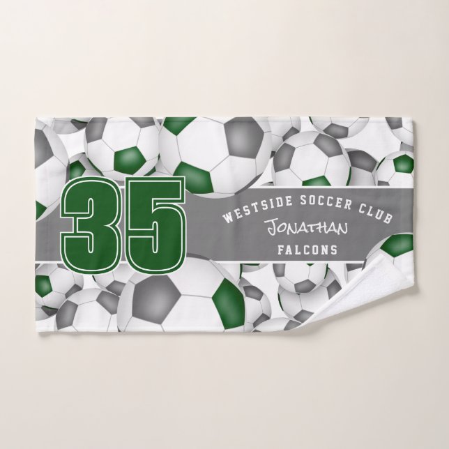 Viele grüne graue Mannschaftsfarben Fußbälle Handtuch (Handtuch)