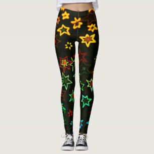 Viele helle, farbige Glitterstars Leggings