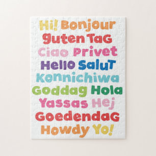 Viele Hellos Typografy Puzzle