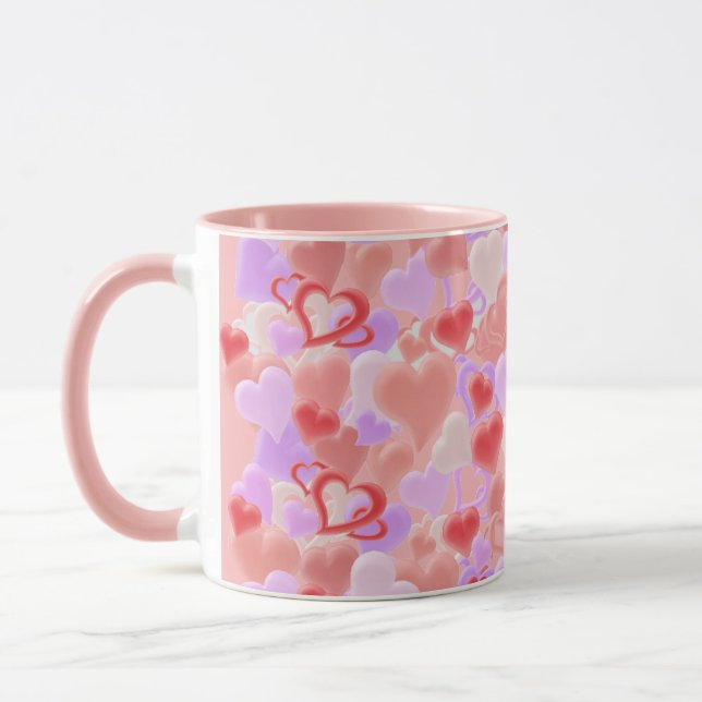 Viele Herzen in 3D-Optik - Tasse (Links)