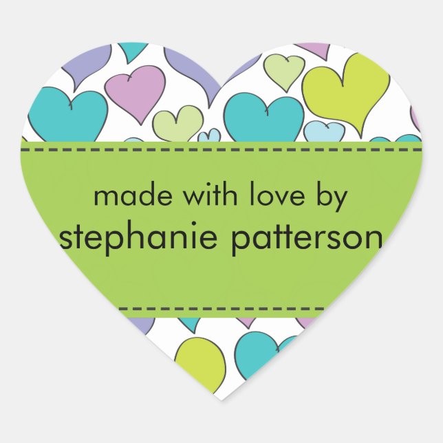 Viele Herzen mit Liebe per Sticker (Vorderseite)