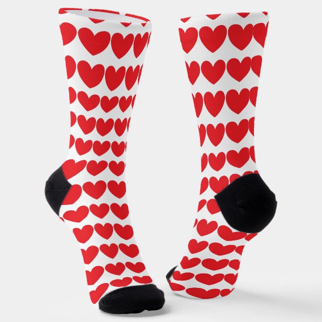 Viele Herzen, rot und weiß Socken (Gewinkelt)