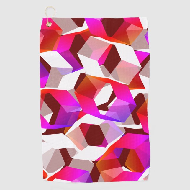Viele Hexagons mit dunkelrotem Hintergrund Golfhandtuch (Vorderseite)