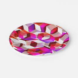 Viele Hexagons mit dunkelrotem Hintergrund Pappteller