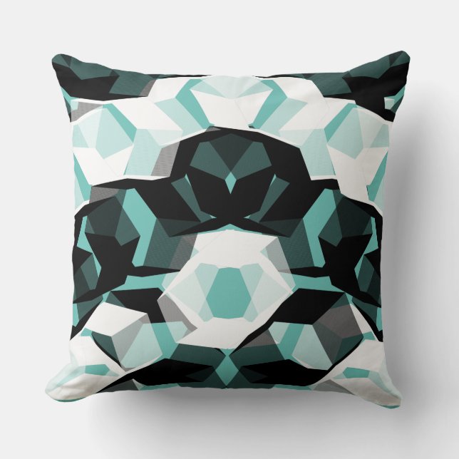 Viele Hexagons mit farblosen Teilen, auf leicht aq Kissen (Vorderseite)