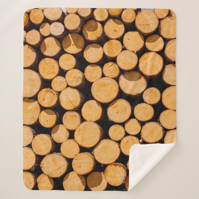 Viele Holzstämme runder Teakholz-Baumstämme Sherpadecke (Vorderseite)