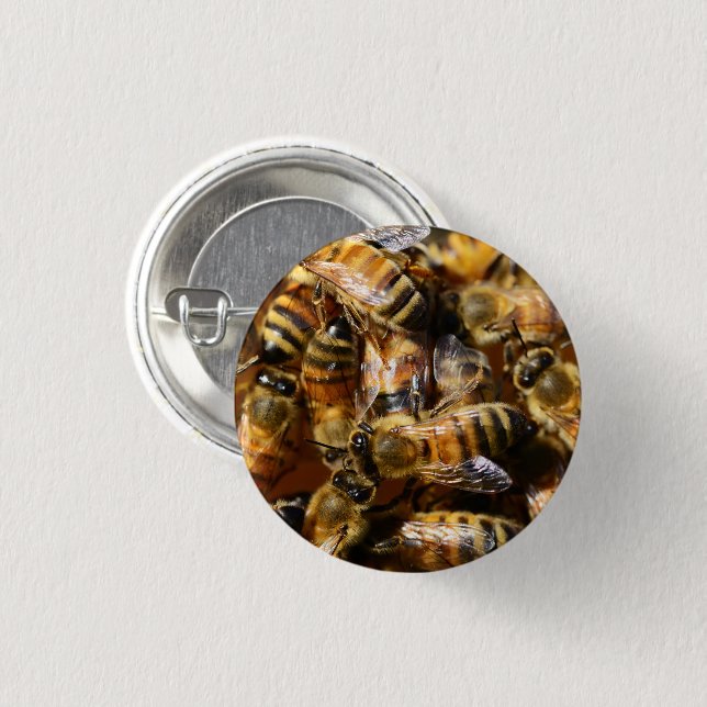 Viele Honigbienen Button (Vorne & Hinten)