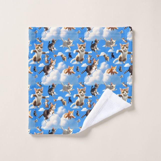 Viele Katzen Badhandtuch Set (Waschlappen)