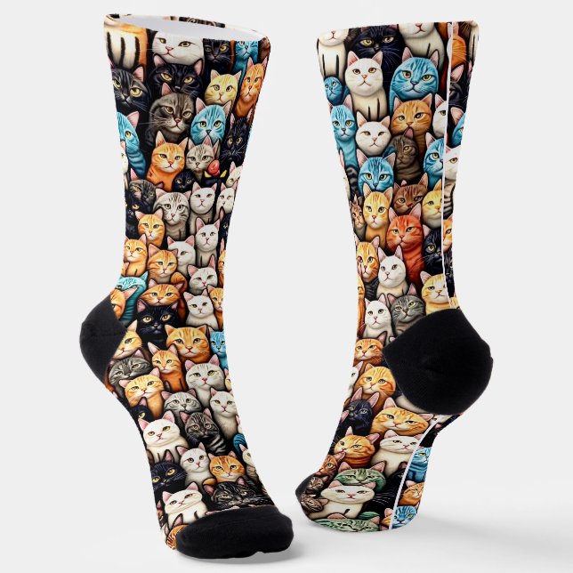 Viele Katzen  Socken (Gewinkelt)