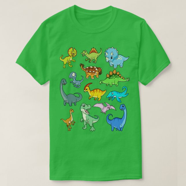 Viele Kawaii-Dinosaurier T-Shirt (Design vorne)