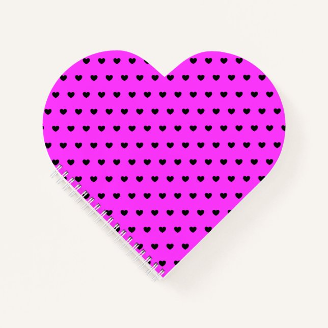 Viele kleine schwarz-rosa-herz-förmige Notebooks Notizbuch (Vorderseite)