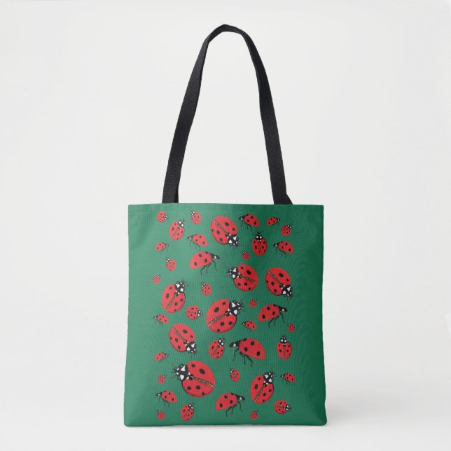 Viele Ladybugs Lucky Pattern Green (Vorderseite)