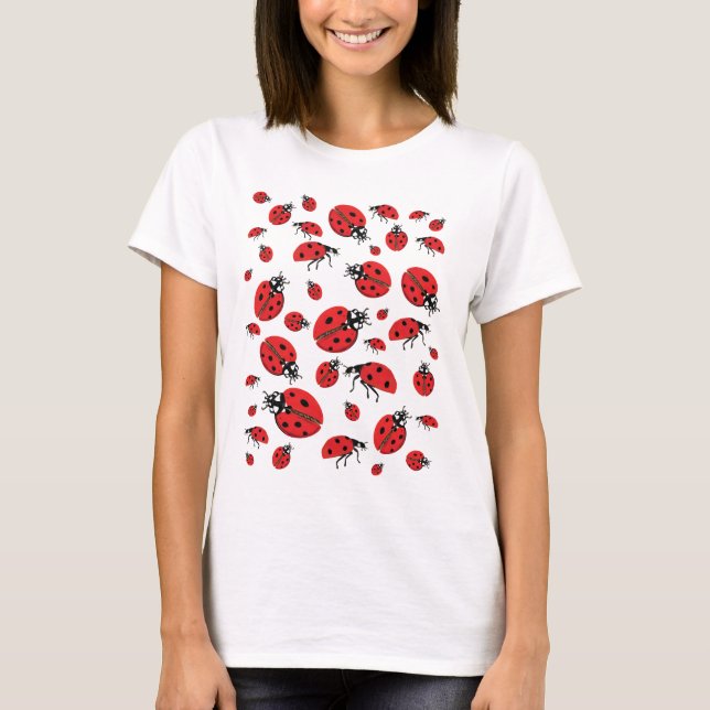 Viele Ladybugs Lucky Pattern T-Shirt (Vorderseite)