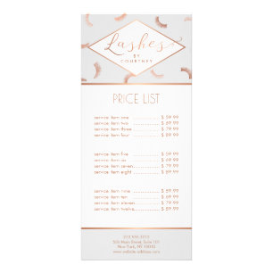 Viele Lashes Muster Lash Salon Grau/Rose Gold Werbekarte