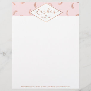 Viele Lashes Muster Lash Salon Pink/Rose Gold Briefbogen