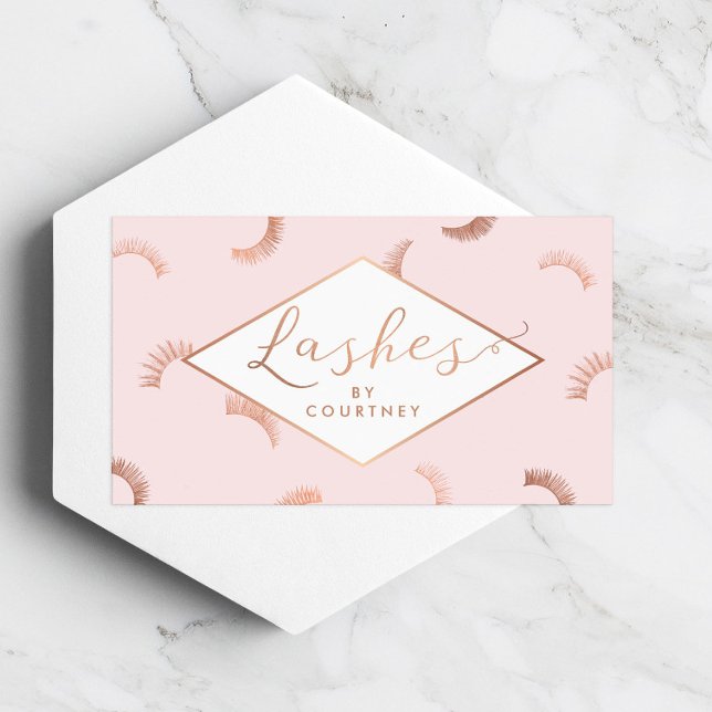 Viele Lashes Muster Lash Salon Pink/Rose Gold Visitenkarte (Von Creator hochgeladen)