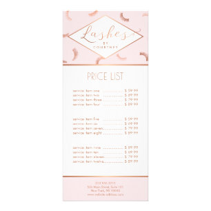 Viele Lashes Muster Lash Salon Pink/Rose Gold Werbekarte