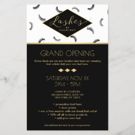 Viele Lashes Muster Lash Salon Weiß/Schwarz/Gold Flyer