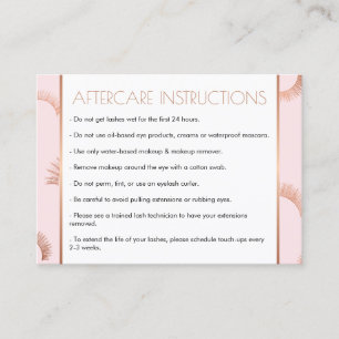 Viele Lashes Salon Pink/Rose Gold Aftercare Card Visitenkarte