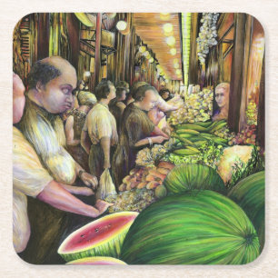 Viele Männer, viele Melonen, Budapest Rechteckiger Pappuntersetzer