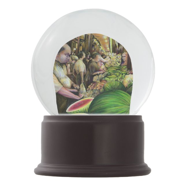 Viele Männer, viele Melonen, Budapest Schneekugel (Vorderseite)