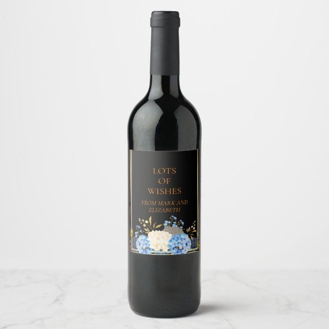 Viele nette Grüntöne mit Blumenwein Weinetikett (Vorderseite)