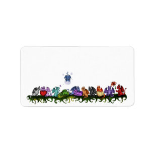 viele niedliche Drachenetiketten Adressaufkleber