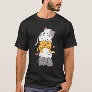 Viele Niedliche Katzen spielen Runde Puzzle Cat-Mo T-Shirt