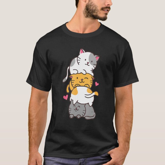Viele Niedliche Katzen spielen Runde Puzzle Cat-Mo T-Shirt (Vorderseite)