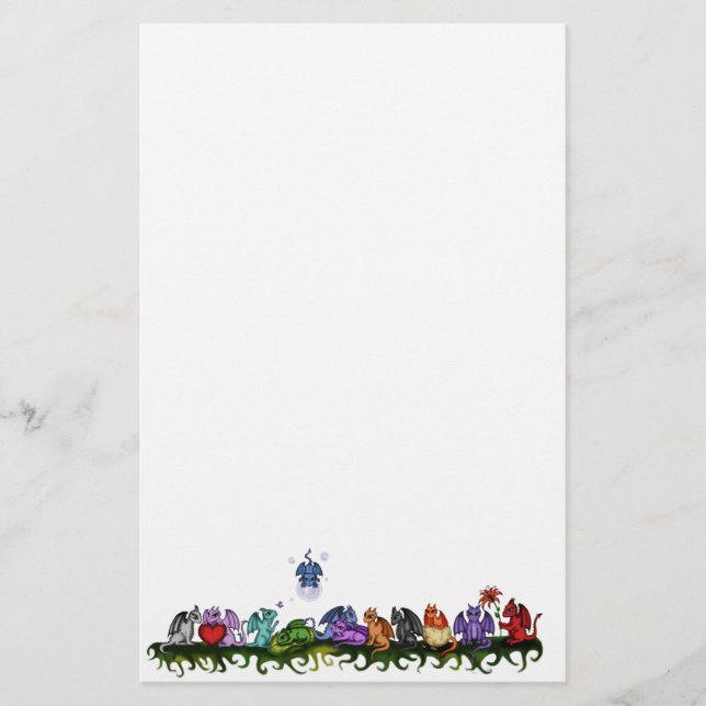 viele niedlichen Drachen Briefpapier (Vorderseite)