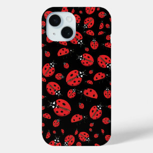 Viele Red Ladybugs Lucky Pattern Black Case-Mate iPhone Hülle