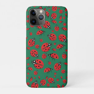 Viele Red Ladybugs Lucky Pattern Green Case-Mate iPhone Hülle