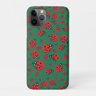 Viele Red Ladybugs Lucky Pattern Green Case-Mate iPhone Hülle