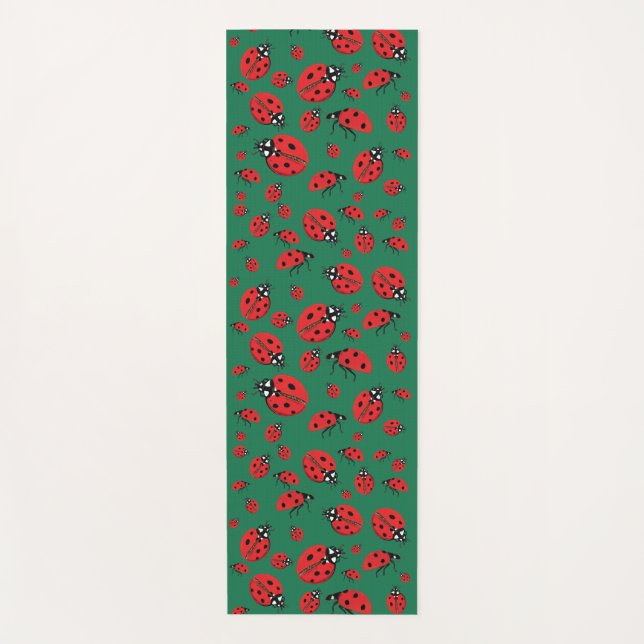 Viele Red Ladybugs Lucky Pattern Green Yogamatte (Vorderseite)