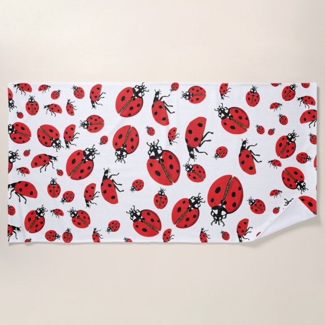 Viele Red Ladybugs Lucky Pattern Strandtuch (Vorderseite)