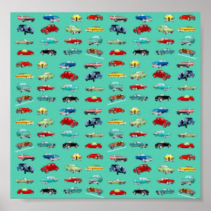 Viele Retro-Autos Poster