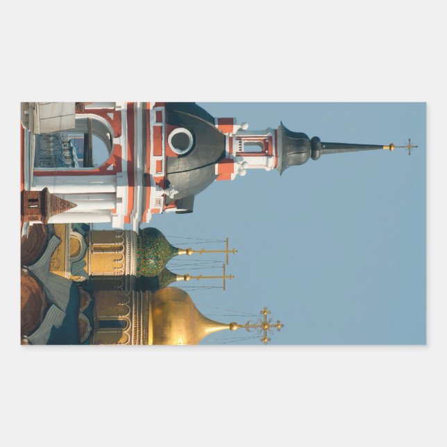 Viele russisch-orthodoxe Kirchen im Zentrum Moskau Rechteckiger Aufkleber (Vorderseite)