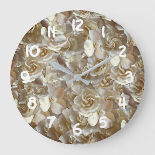 Viele schöne Blätter der Rose Große Wanduhr