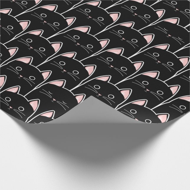 Viele schwarze Katzen Muster Geschenkpapier (Ecke)