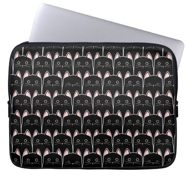 Viele schwarze Katzen Muster Laptopschutzhülle (Vorderseite)