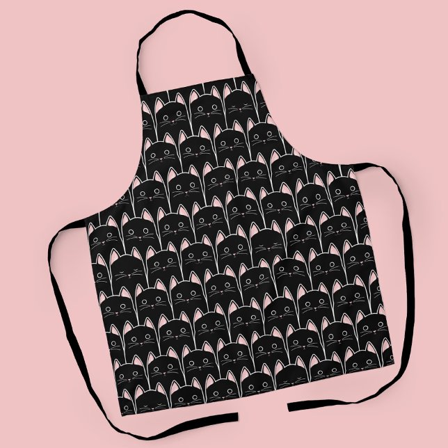 Viele schwarze Katzen Muster Schürze (Black Cat Pattern Apron)