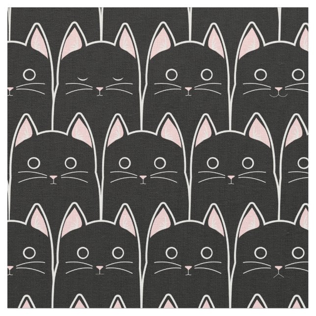 Viele schwarze Katzen Muster Stoff (Nahaufnahme)