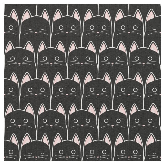 Viele schwarze Katzen Muster Stoff (Nahaufnahme)