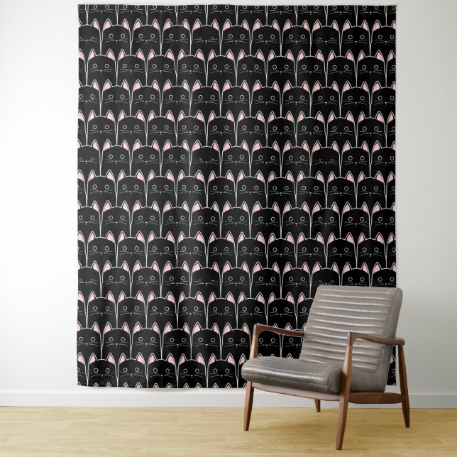 Viele schwarze Katzen Muster Wandteppich (Beispiel)