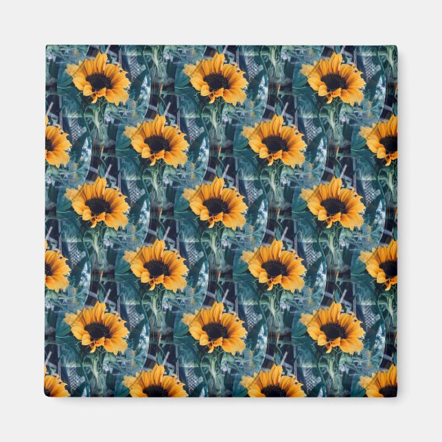 Viele sonnige Sonnenblumen...... Magnet (Vorne)
