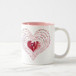 Viele Sprachen der Liebe-Tasse Zweifarbige Tasse