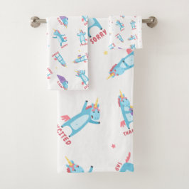 Viele Stimmungen eines rosa, blauen und Lila Einho Badhandtuch Set